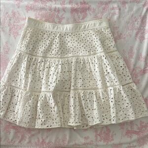 Rebecca Taylor White Eyelet Skirt with Tiered Design